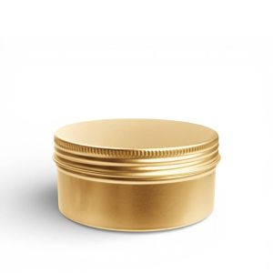 Latita Redonda de Aluminio 250ml Dorada con Tapa de Rosca portada