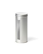 Bote metálico para pads de café con ventana vertical