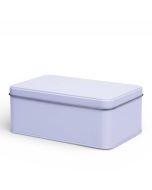 Caja metálica rectangular blanca portada