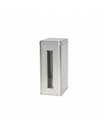 Caja metálica rectangular con ventana