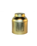Caja metálica redonda con tapa cúpula almacenaje dorada