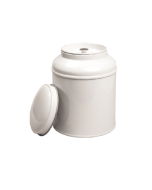 Bote metálico con tapa cúpula blanco - Grande