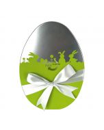 Envase metálico huevo Pascua plata verde
