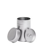 Envase metálico redondo con doble tapa larga presión