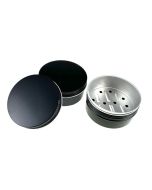 JABONERA ALUMINIO NEGRA REDONDA CON ESCURRIDOR